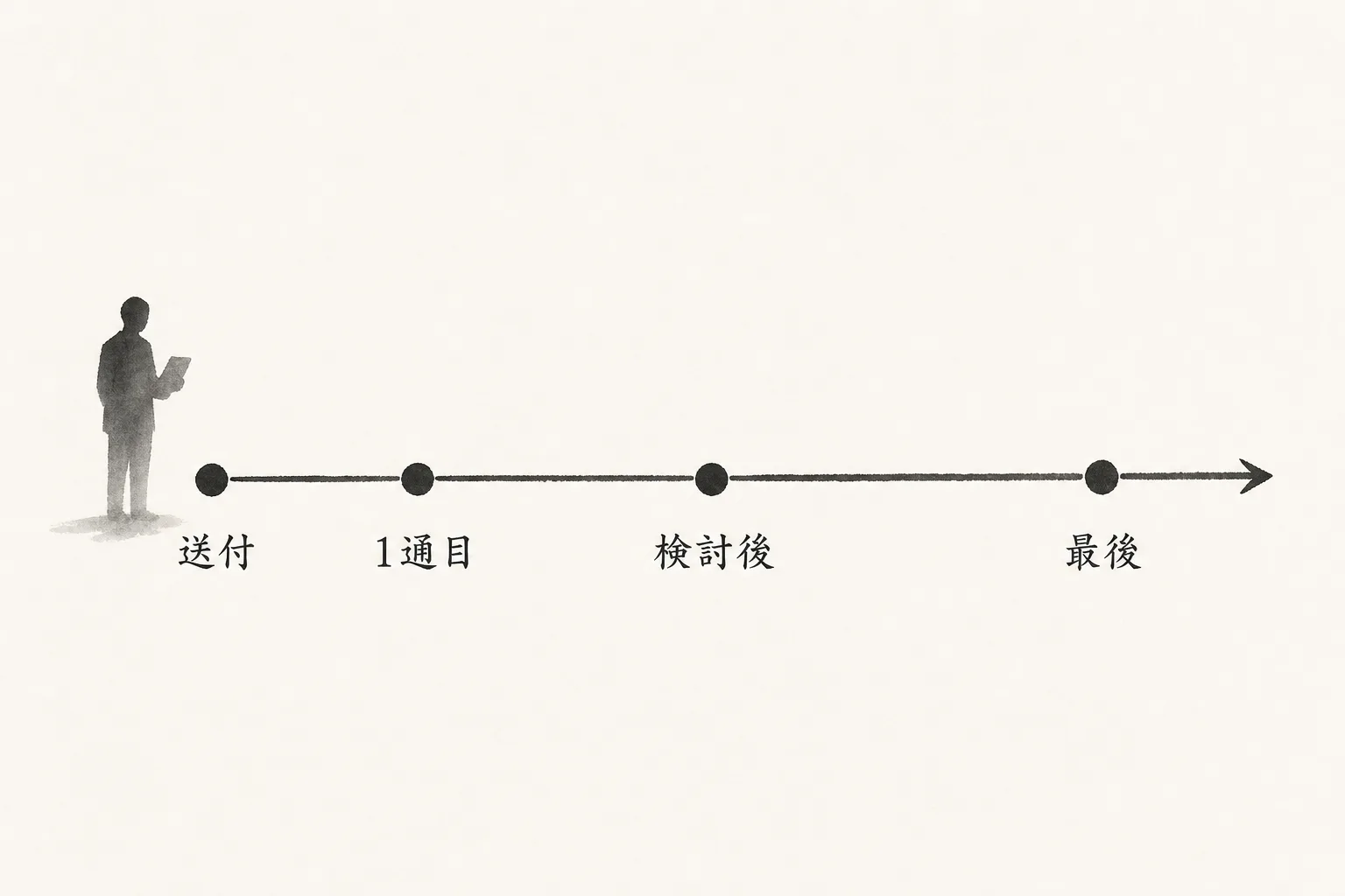 返信が止まった後に送る3通のメールの流れを示す図解