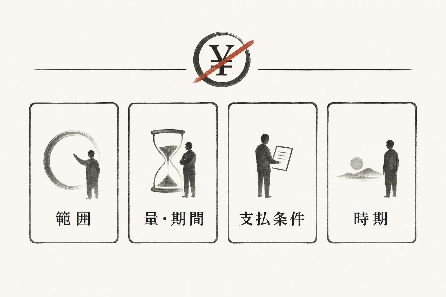金額を据え置いたまま応じる4つの調整策を並べた比較図